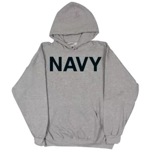 Pullover/Hooded Grey Sweatshirt- Navy Small