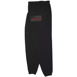 USA Flag/Thin Red Line Mens Sweatpant Black - Large